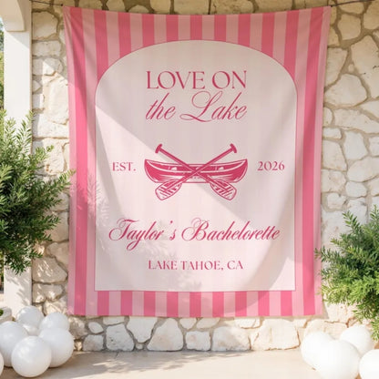 Love On The Lake Bachelorette Banner Personalized, Custom Lake Bachelorette Party Banner WD0524