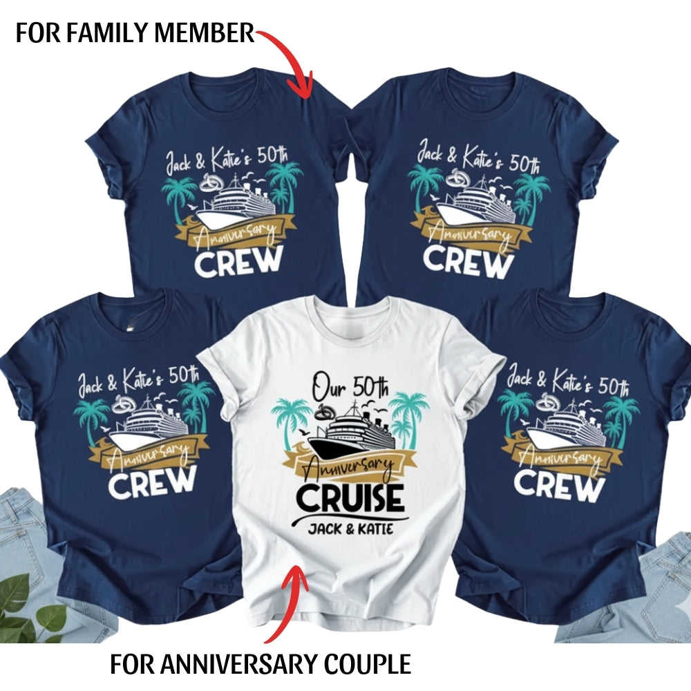 Custom Matching 50th Anniversary Family Cruise T Shirts, Custom Anniversary Matching Family Shirts ET0088