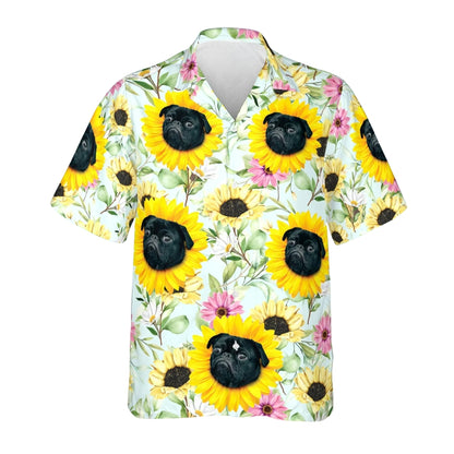 Custom Dog Face Sunflower Tropical Hawaiian Shirt For Men Women, Custom Floral Hawaiian Shirt With Pet Photo HE0447