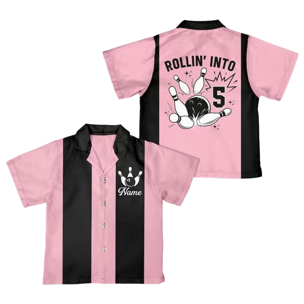 Rollin' Into Custom Retro Hawaiian Bowling Shirt for Men, Custom Retro Bowling Team Shirts BE0124