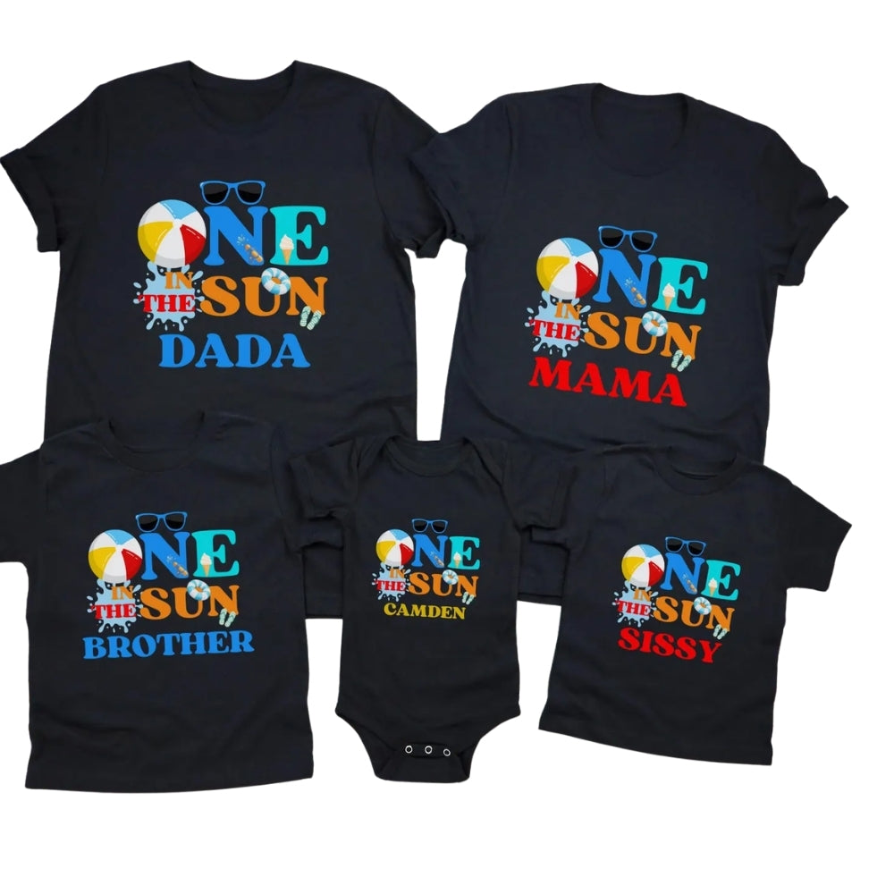 Custom One In The Sun Matching Family T Shirt For First Birthday, Custom Matching First Birthday Family Shirts ET0244