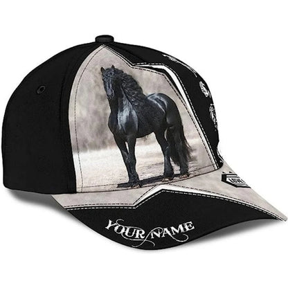 Custom Name Friesian Horse Baseball Cap, Custom 3D Printed Horse Hats Caps CP0094