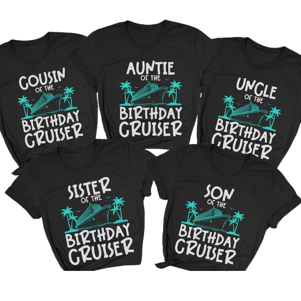 Cruising Into My 80th Birthday Custom Matching Family T Shirt, Custom Family Birthday Cruise Matching Shirts ET1108