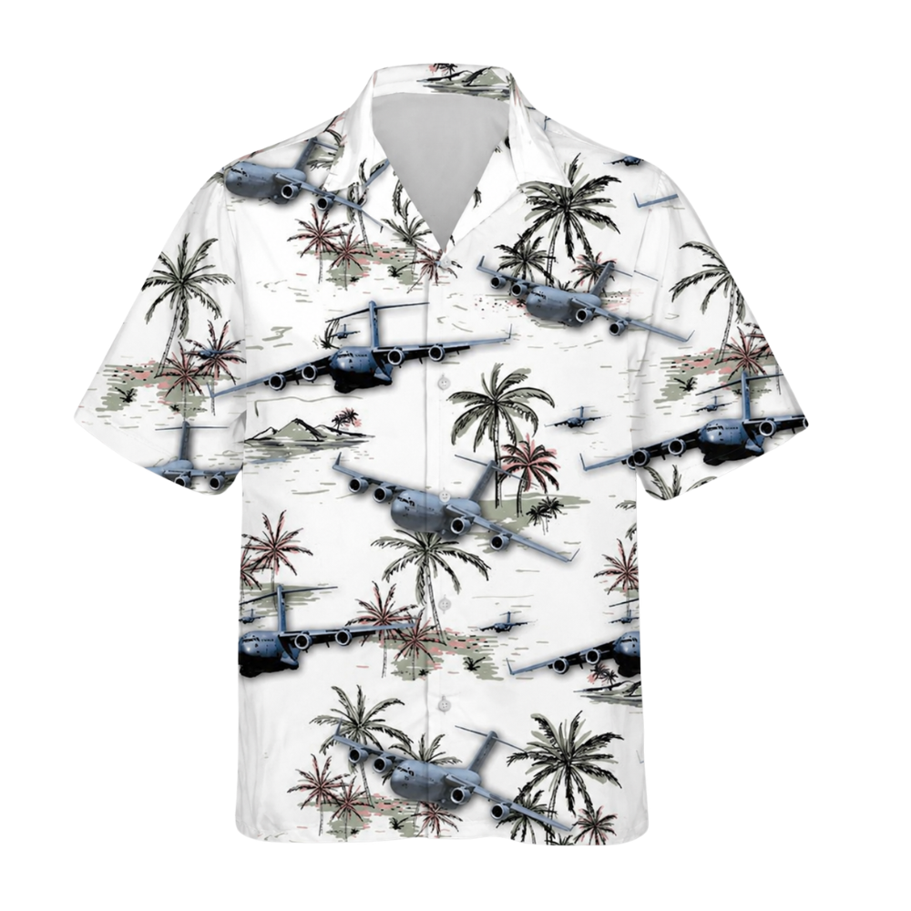C-17 Airplane Men's Tropical Hawaiian Shirt, C-17 Globemaster III Hawaiian Shirts HE0261