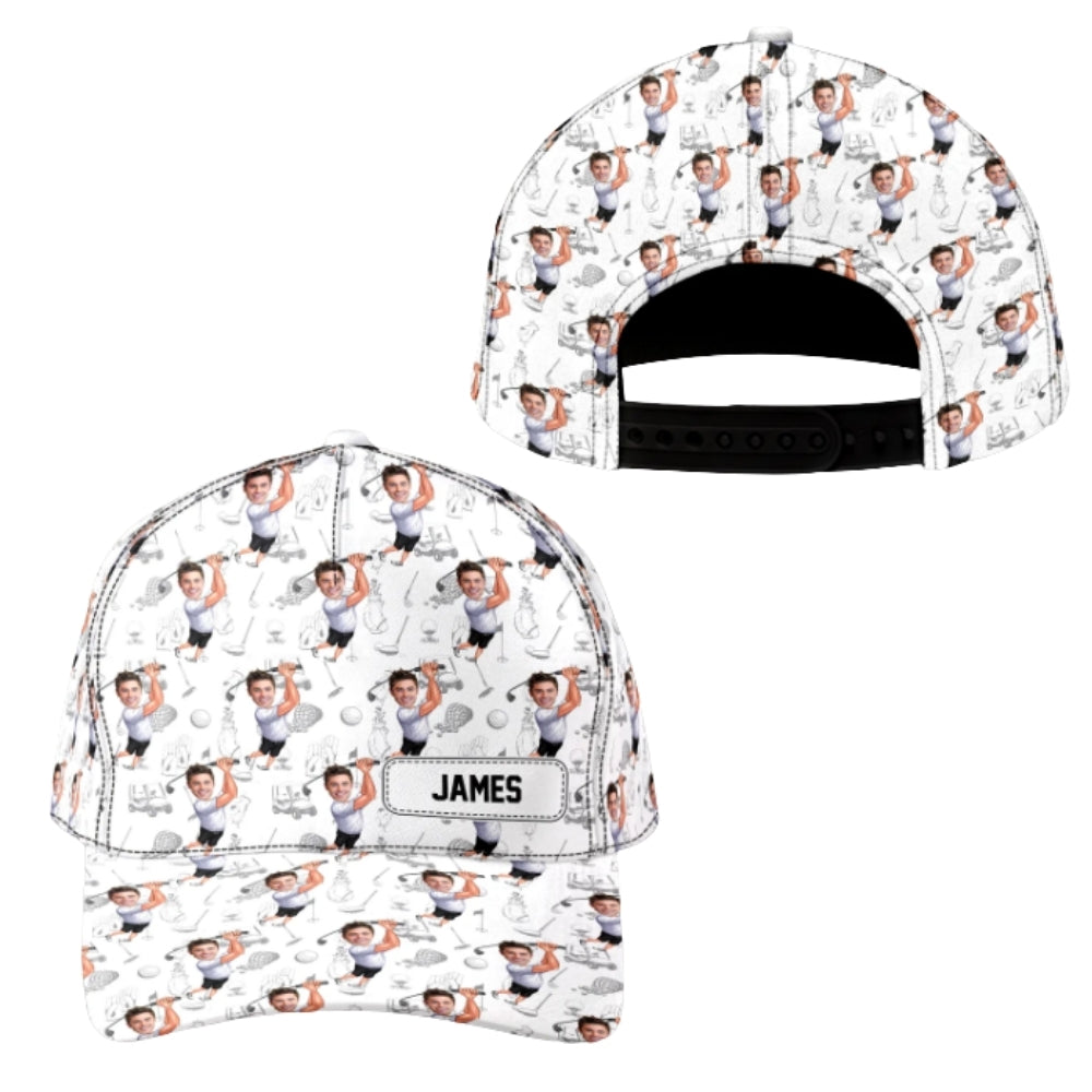 Custom Funny Face Golf Baseball Cap With Name, Custom Photo Golf Cap For Golfers CP0475