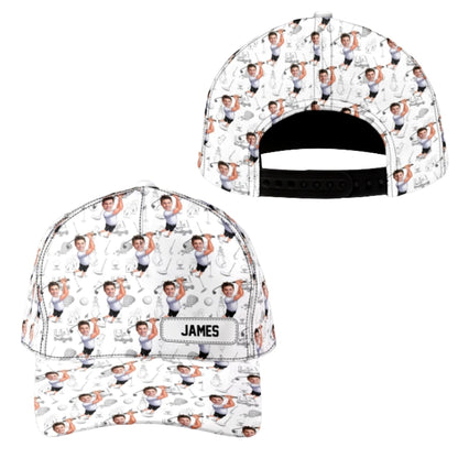 Custom Funny Face Golf Baseball Cap With Name, Custom Photo Golf Cap For Golfers CP0475