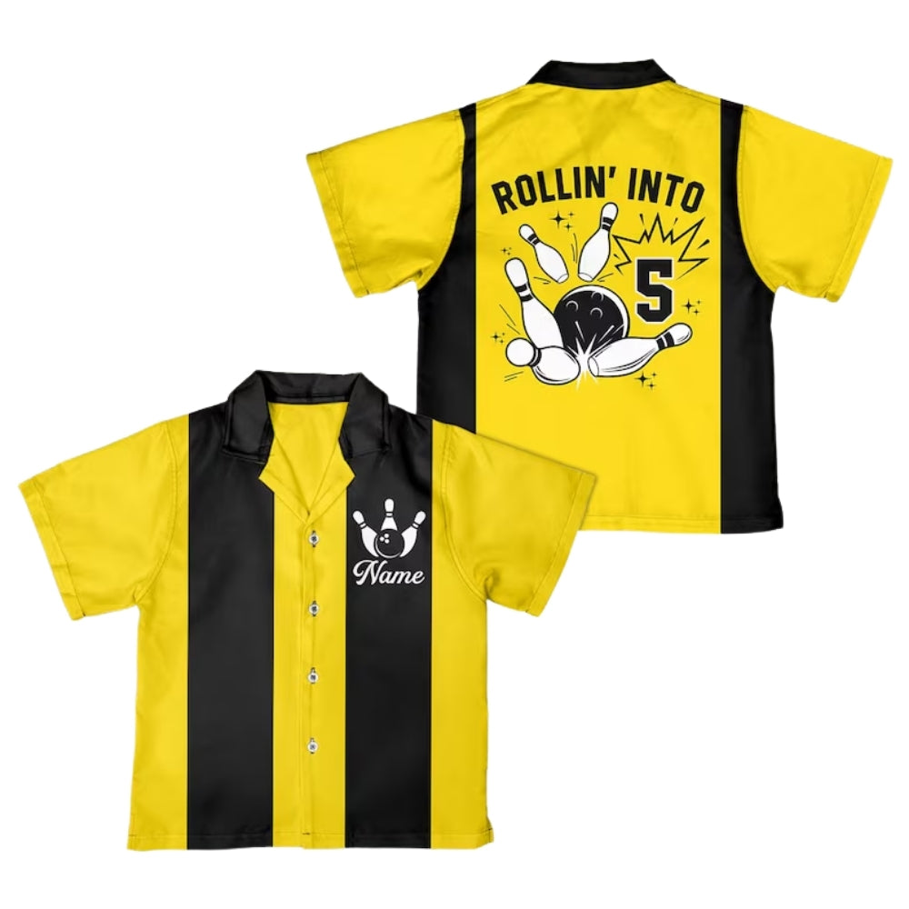 Rollin' Into Custom Retro Hawaiian Bowling Shirt for Men, Custom Retro Bowling Team Shirts BE0124