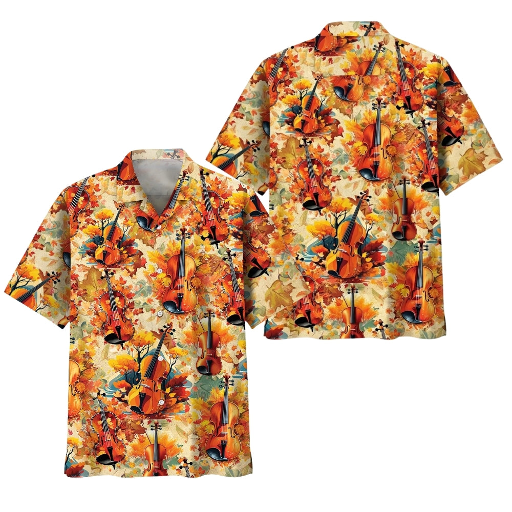 Violin Fall Leaves Hawaiian Shirt For Men Women, Violin Player Hawaiian Shirt HE0594