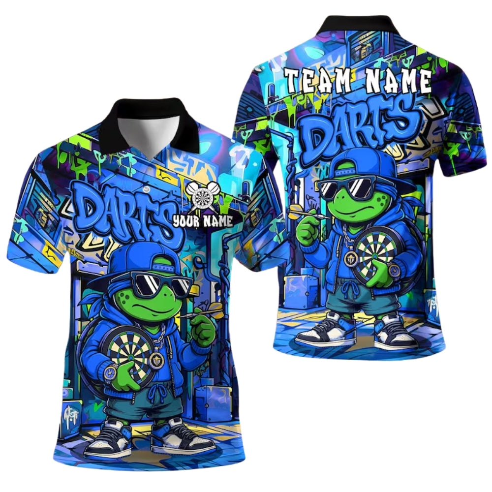 Custom Hiphop Turtle Graffiti Dart Polo Shirt Mens, Custom Graffiti Turtle Dart Team Shirts DE0028