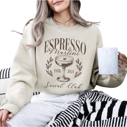 Espresso Martini Social Club Sweatshirt, Cocktail Sweatshirt For Women 2D0354