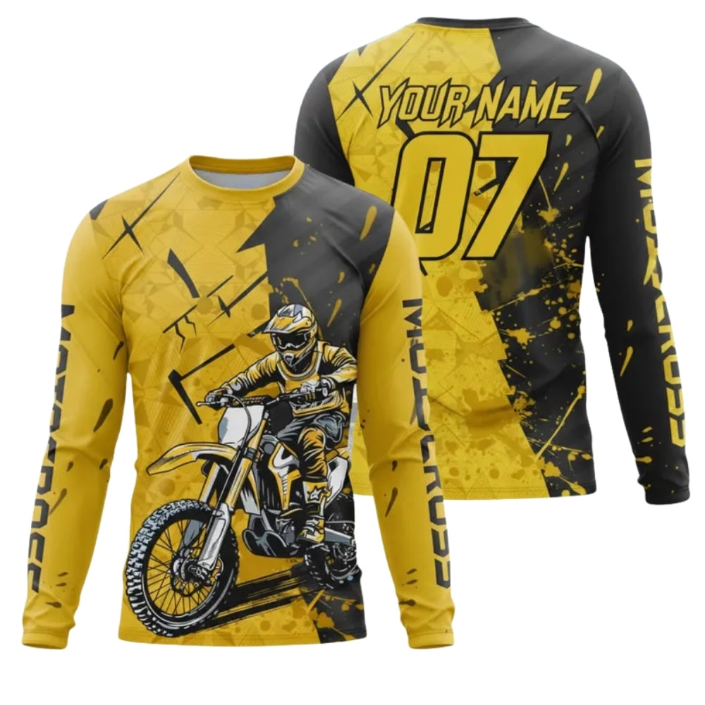 Personalised Black Red MX Long Sleeve Jersey For Men, Custom Motocross Shirts ME0038