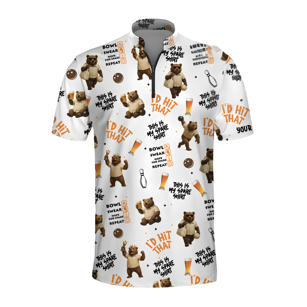This Is My Spare Shirt Custom Bear And Beer Bowling Jersey For Men, Custom Bear Beer Bowling Shirts BZ0462