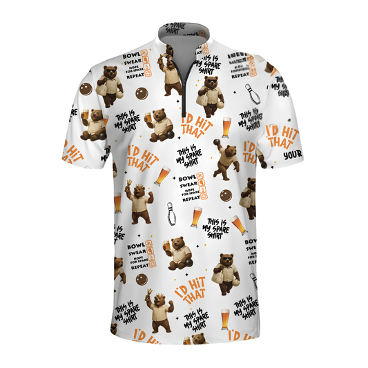 This Is My Spare Shirt Custom Bear And Beer Bowling Jersey For Men, Custom Bear Beer Bowling Shirts BZ0462