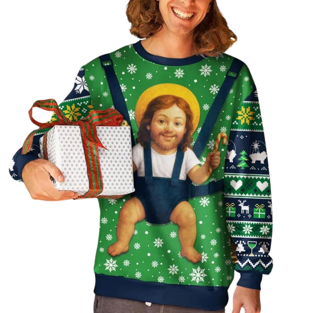 Baby Jesus Funny Christmas 3D Sweatshirt, Funny Xmas Sweater 2D1079