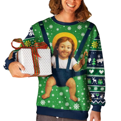Baby Jesus Funny Christmas 3D Sweatshirt, Funny Xmas Sweater 2D1079