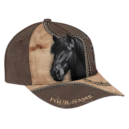 Custom Black Horse 3D Baseball Cap, Custom Horse Lovers Caps CP0221
