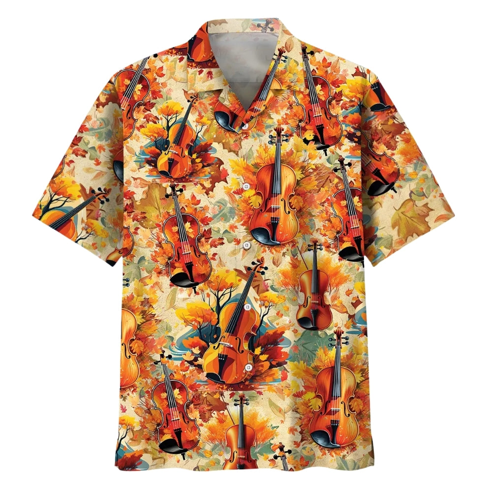 Violin Fall Leaves Hawaiian Shirt For Men Women, Violin Player Hawaiian Shirt HE0594