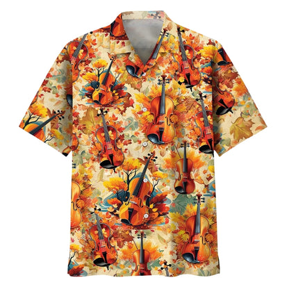 Violin Fall Leaves Hawaiian Shirt For Men Women, Violin Player Hawaiian Shirt HE0594