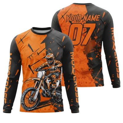 Personalised Black Red MX Long Sleeve Jersey For Men, Custom Motocross Shirts ME0038