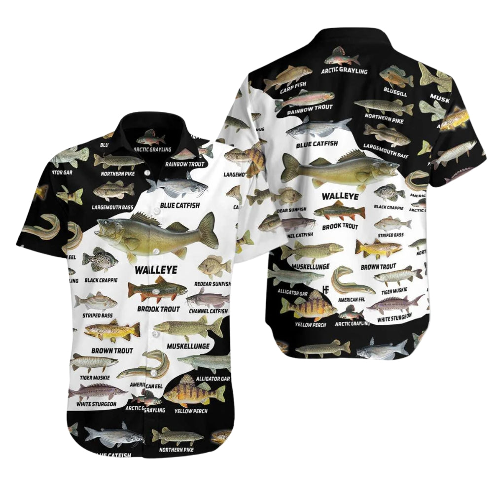 Freshwater Fish Men's Hawaiian Shirt, Fishing Hawaiian Shirts For Fisherman HE0449