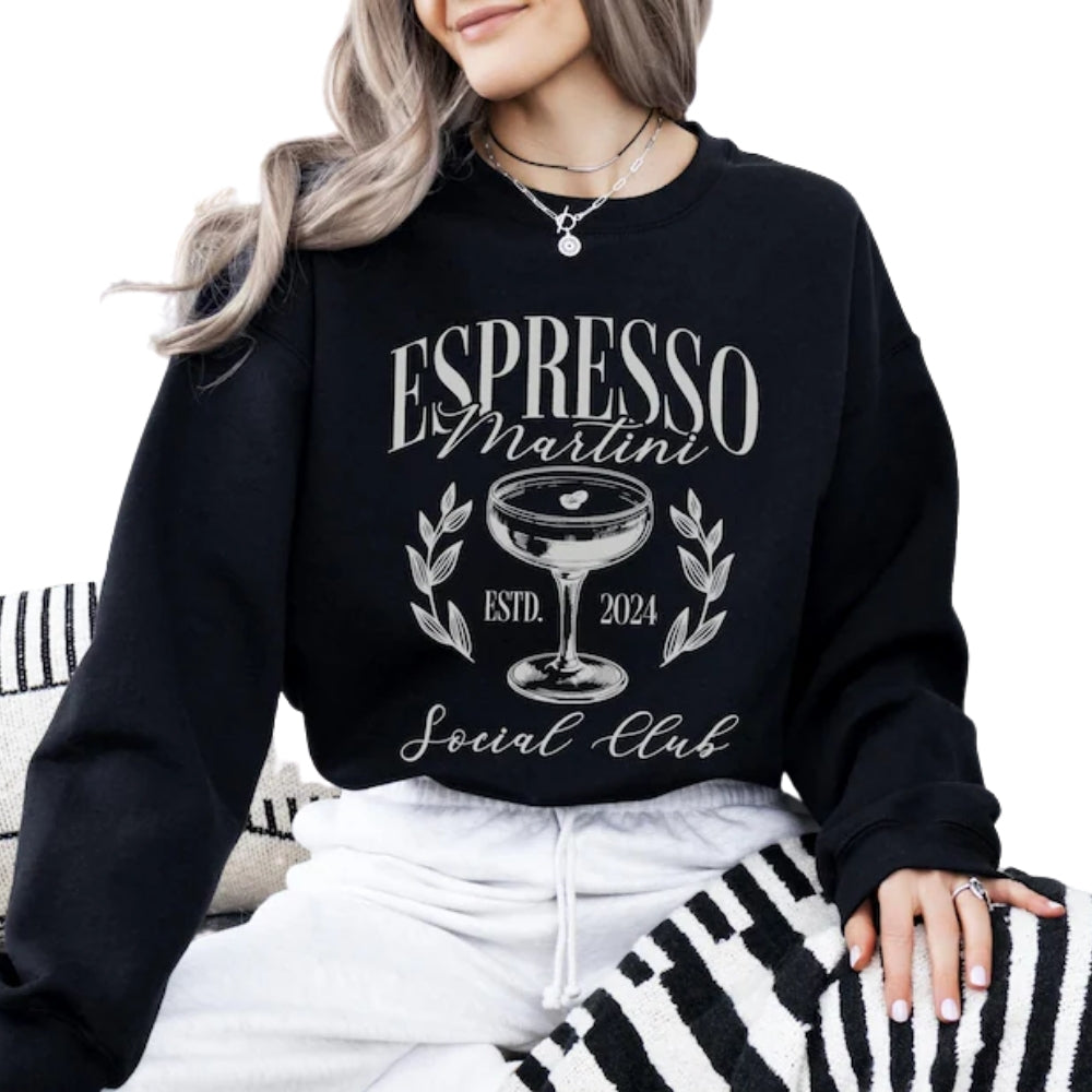 Espresso Martini Social Club Sweatshirt, Cocktail Sweatshirt For Women 2D0354