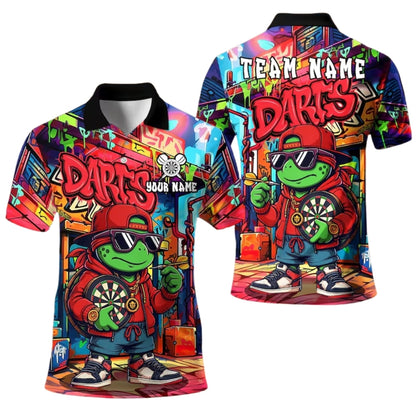 Custom Hiphop Turtle Graffiti Dart Polo Shirt Mens, Custom Graffiti Turtle Dart Team Shirts DE0028