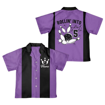 Rollin' Into Custom Retro Hawaiian Bowling Shirt for Men, Custom Retro Bowling Team Shirts BE0124
