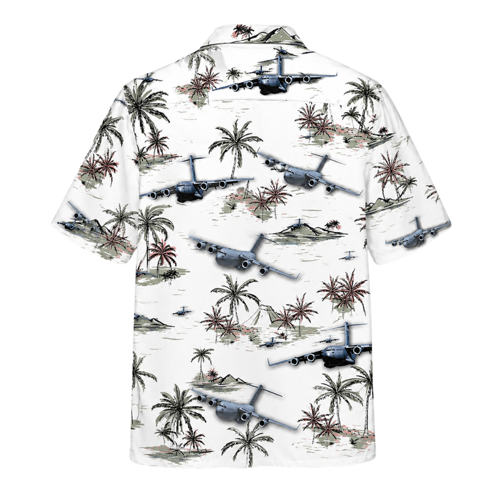 C-17 Airplane Men's Tropical Hawaiian Shirt, C-17 Globemaster III Hawaiian Shirts HE0261