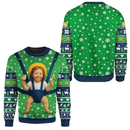Baby Jesus Funny Christmas 3D Sweatshirt, Funny Xmas Sweater 2D1079