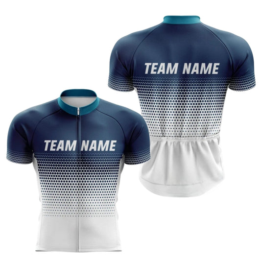 Blue And White Custom Team Cycling Short Sleeve Jersey For Men, Custom Cycling Jerseys CZ0079