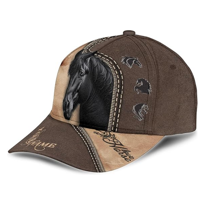 Custom Black Horse 3D Baseball Cap, Custom Horse Lovers Caps CP0221