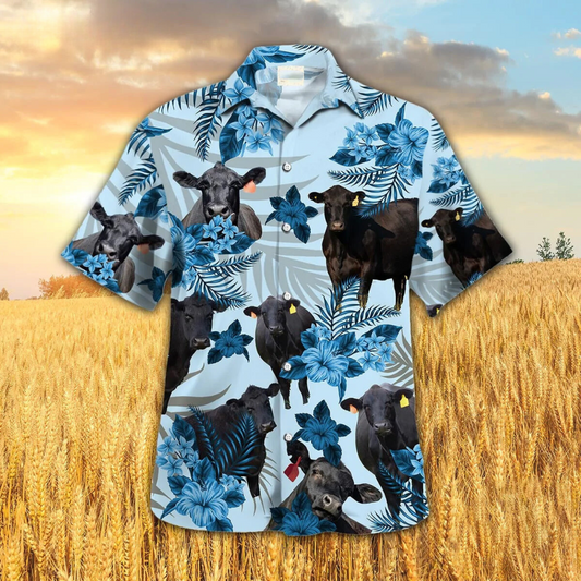 Black Angus Hibiscus Pattern Hawaiian Shirt For Men Women, Best Hawaiian Shirts HO0138