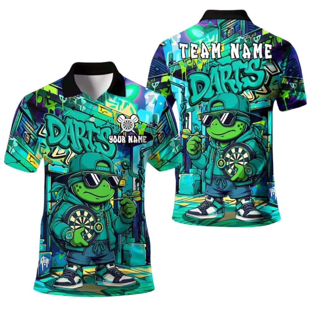Custom Hiphop Turtle Graffiti Dart Polo Shirt Mens, Custom Graffiti Turtle Dart Team Shirts DE0028