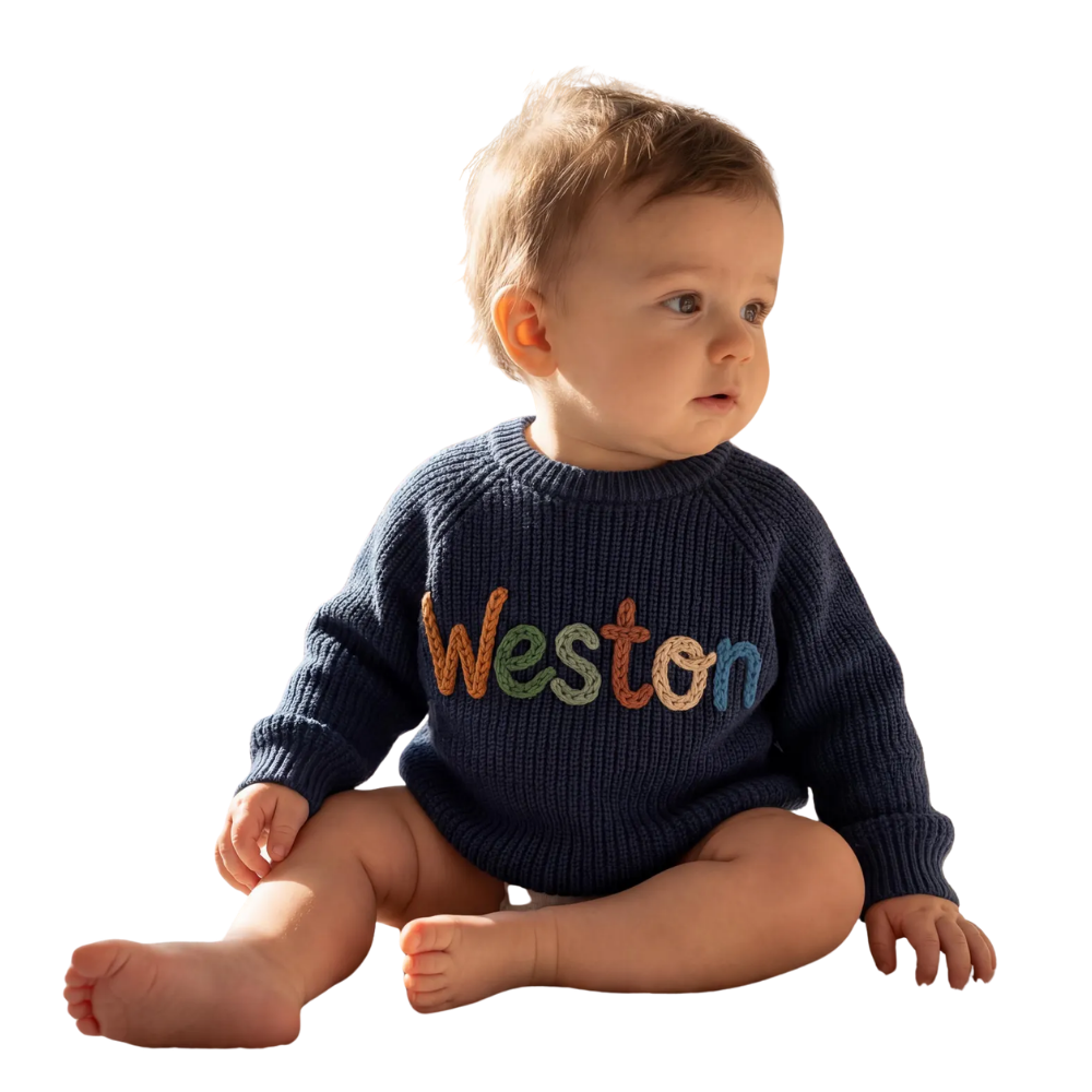 Personalized Space Baby Embroidered Knit Sweater, Custom Space Lover Sweatshirt Baby BB0804