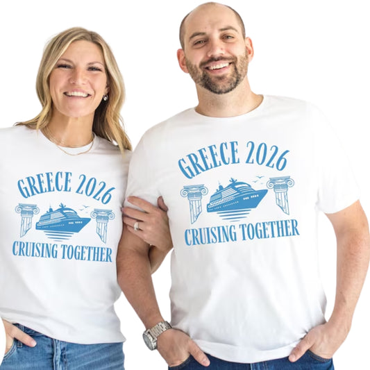 Greece Cruising Together Custom Year Matching Family T Shirt, Custom Greece Cruise Trip Matching Shirt For Family ET1109