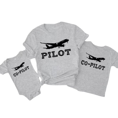 Pilot Co-Pilot Family Matching T Shirts, Matching Pilot Aviation Family Shirts ET0684
