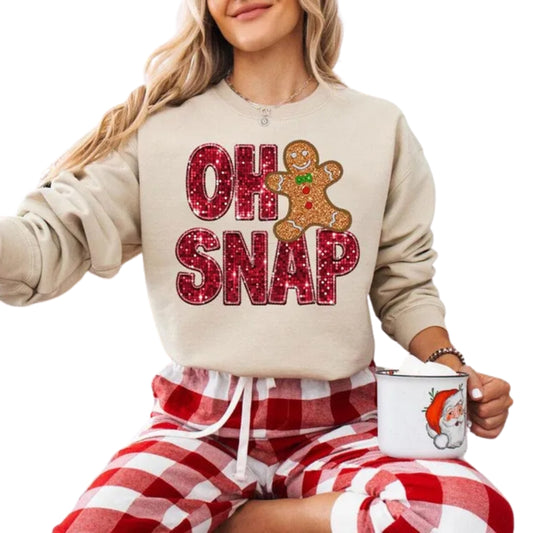 Women's Oh Snap Gingerbread Christmas Sweatshirt, Funny Christmas Sweatshirt 2D0453