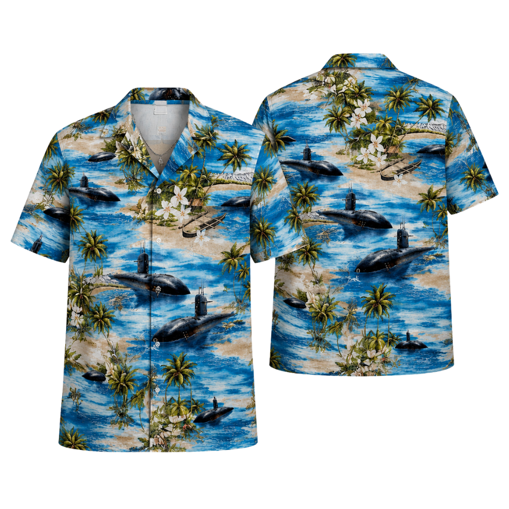 Submarine Tropical Hawaiian Shirts For Men, Military Submarine Hawaiian Shirt HE0259