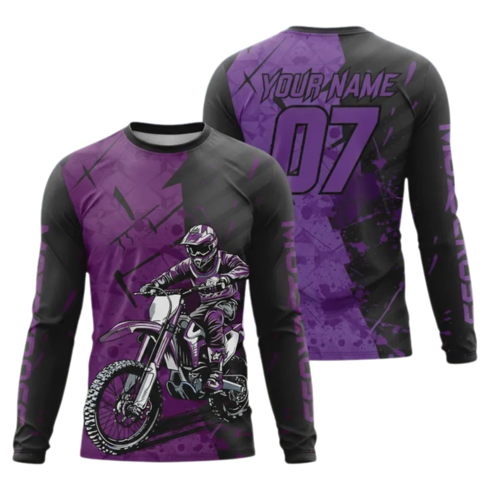 Personalised Black Red MX Long Sleeve Jersey For Men, Custom Motocross Shirts ME0038