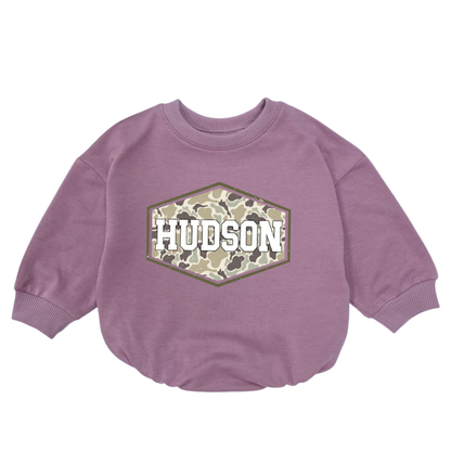 Custom Camo Name Baby Romper Sweater, Custom Baby's Camo Romper Sweatshirt BB0237