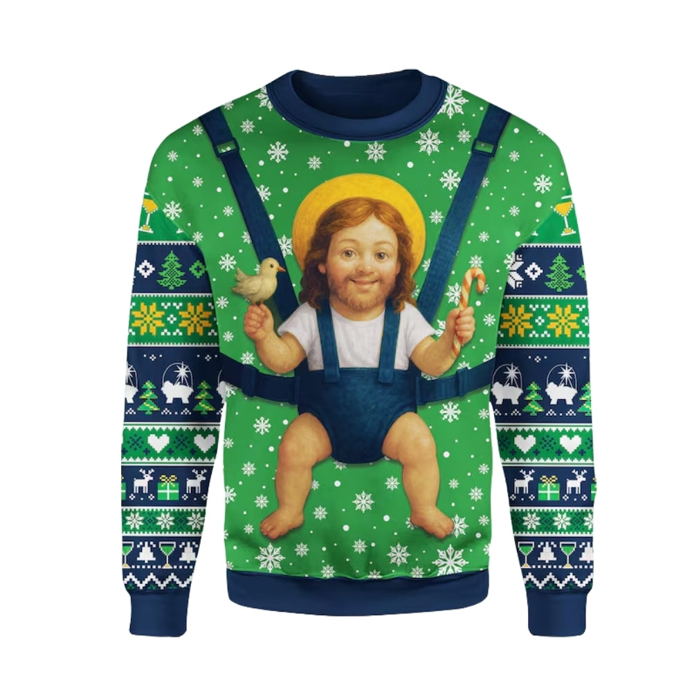 Baby Jesus Funny Christmas 3D Sweatshirt, Funny Xmas Sweater 2D1079
