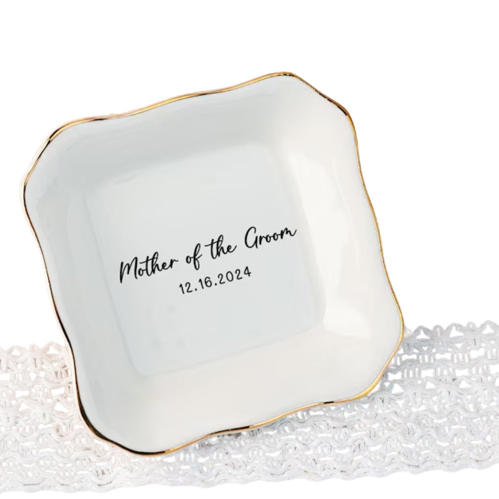 Personalized Mother Of The Bride Groom Jewelry Dish, Personalized Wedding Ring Dish For Mom WD0149