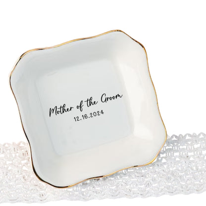 Personalized Mother Of The Bride Groom Jewelry Dish, Personalized Wedding Ring Dish For Mom WD0149