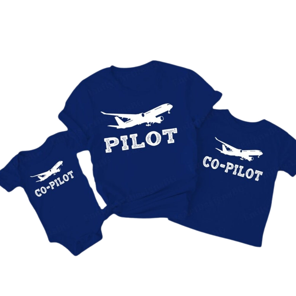 Pilot Co-Pilot Family Matching T Shirts, Matching Pilot Aviation Family Shirts ET0684
