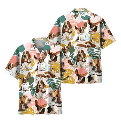 Basset Hound Tropical Hawaiian Shirt Men Women, Basset Hound Hawaiian Shirt For Dog Lover HE0595