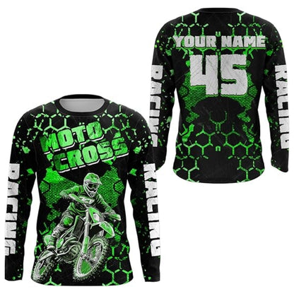 Custom Blue Motocross Long Sleeve Men's Jersey, Personalized Dirt Bike Jerseys With Number MZ0074