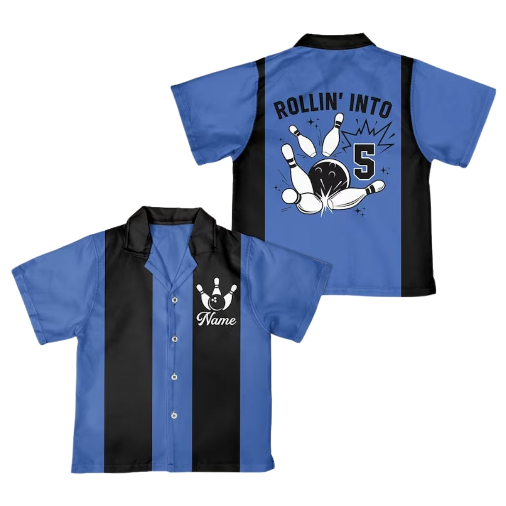 Rollin' Into Custom Retro Hawaiian Bowling Shirt for Men, Custom Retro Bowling Team Shirts BE0124
