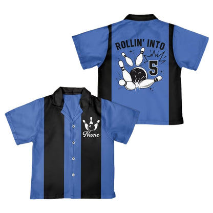 Rollin' Into Custom Retro Hawaiian Bowling Shirt for Men, Custom Retro Bowling Team Shirts BE0124