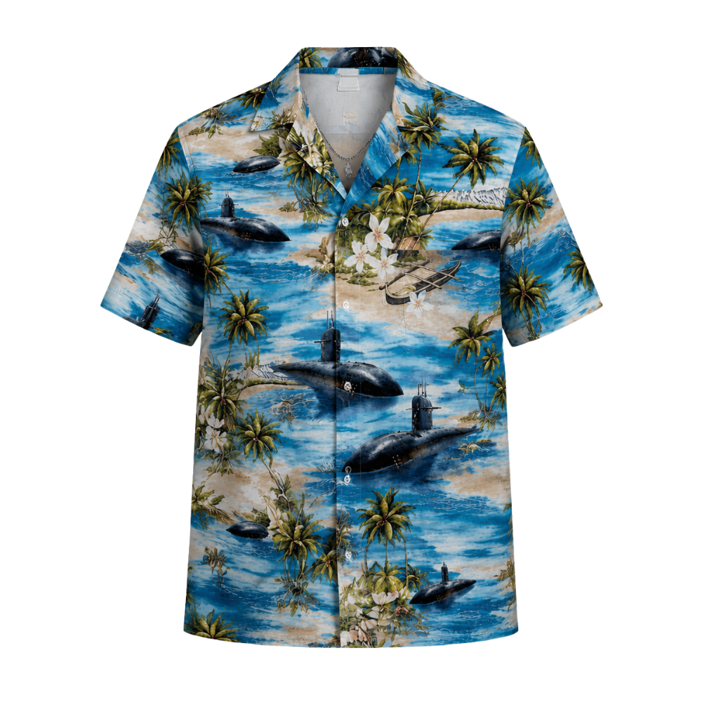 Submarine Tropical Hawaiian Shirts For Men, Military Submarine Hawaiian Shirt HE0259
