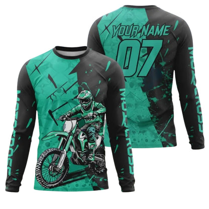 Personalised Black Red MX Long Sleeve Jersey For Men, Custom Motocross Shirts ME0038